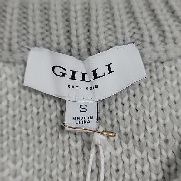 Gilli Cable Knit Blue Gray Color Block Animal Print Oversized Sweater Size Small - Picture 8 of 11